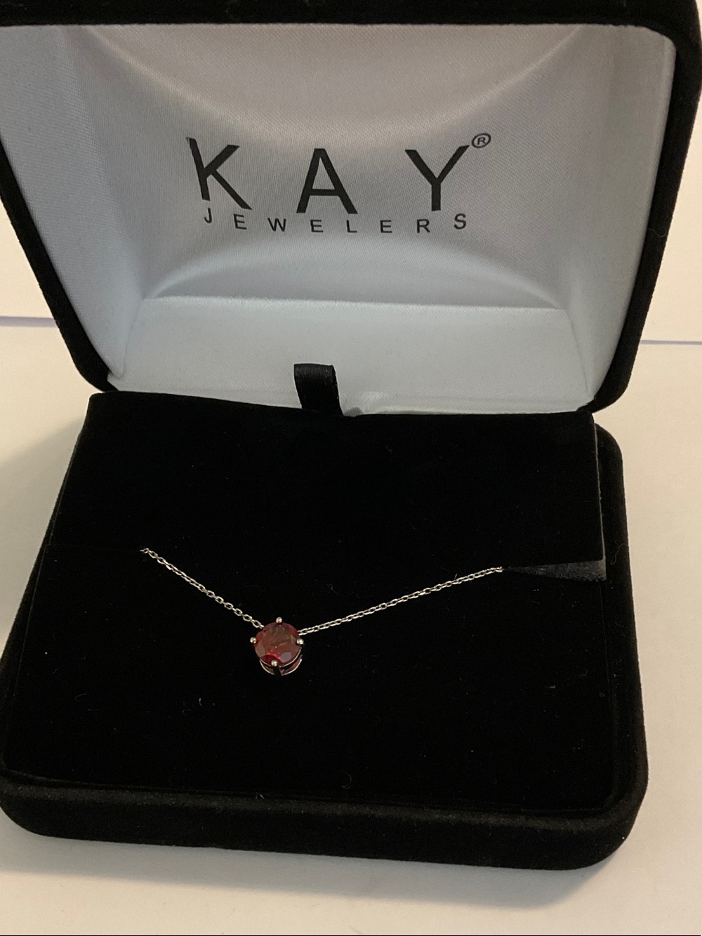 Kay jewelers ruby pendant necklace